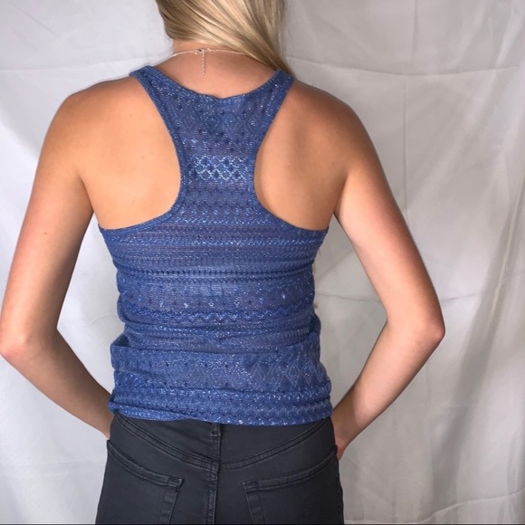 American Eagle blue button up tank top size M - Picture 2 of 3